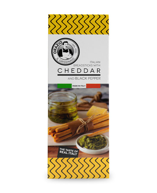 ORAZIO CHEDDAR AND BLACK PEPPER BREADSTICKS